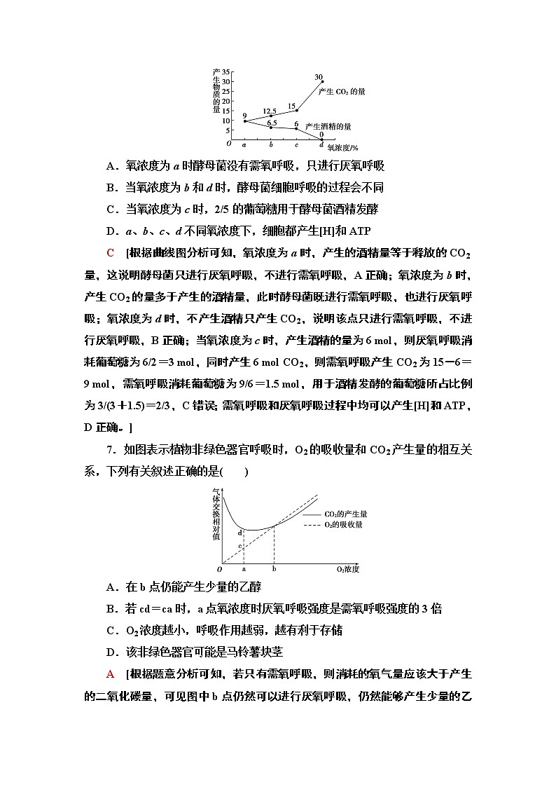 重点突破练 4 与细胞呼吸有关的判断与实验探究加强练 课时作业 2020-2021学年浙科版（2019）高中生物必修一03