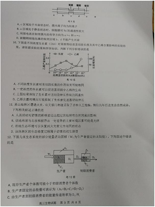 珠海市2021届高三第一学期期末普通高中质量监测（一模）高三生物试题无答案03