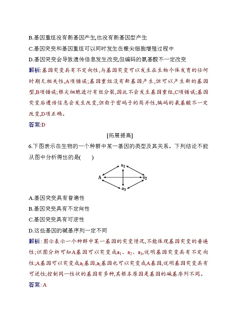 2020-2021 学年高一下学期生物人教版必修二：5.1基因突变和基因重组练习03