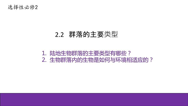 人教版（2019）高二生物选择性必修2-2.2群落的主要类型课件PPT第1页