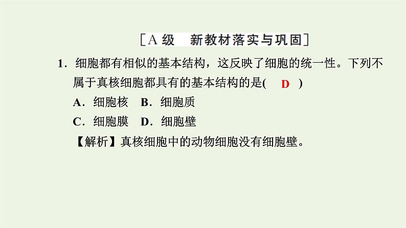 2021_2022学年新教材高中生物高效作业5细胞是生命的单位课件浙科版必修第一册02