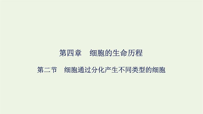 2021_2022学年新教材高中生物第四章细胞的生命历程第二节细胞通过分化产生不同类型的细胞课件浙科版必修第一册第1页