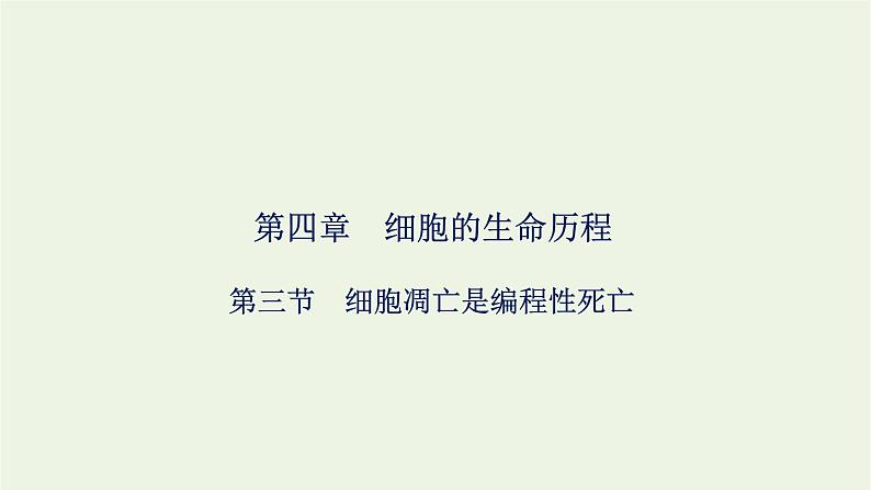 2021_2022学年新教材高中生物第四章细胞的生命历程第三节细胞凋亡是编程性死亡课件浙科版必修第一册01