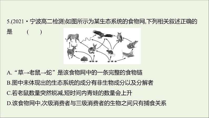 2021_2022学年新教材高中生物课时练9食物链和食物网形成生态系统的营养结构课件浙科版选择性必修208