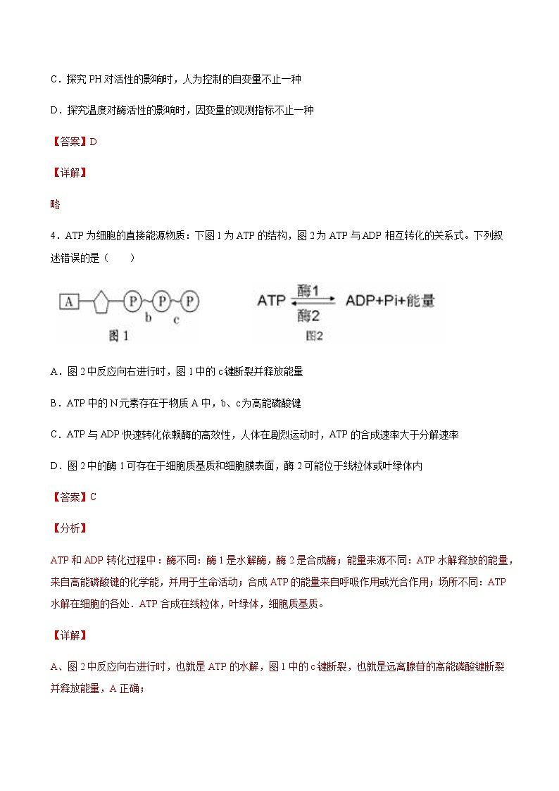 考点04 酶与ATP-2022年高考生物一轮复习小题多维练（全国通用）（解析版）第3页