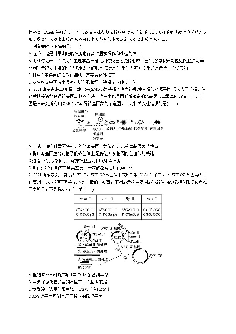 人教版新高考生物二轮复习专题训练--　细胞工程和基因工程03