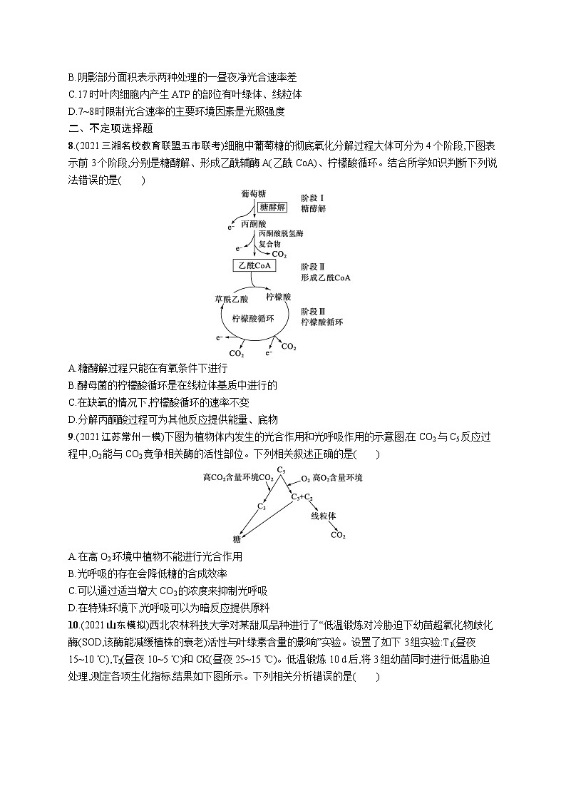 人教版新高考生物二轮复习专题训练--光合作用与细胞呼吸03