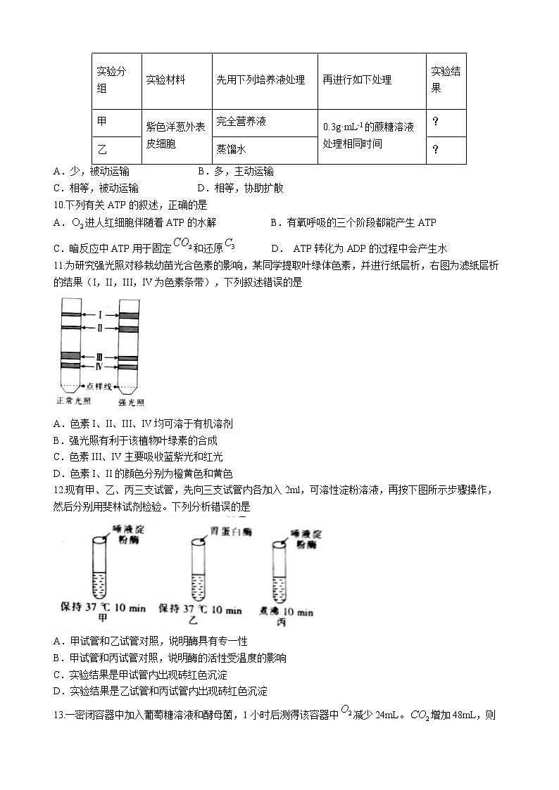 辽宁省县级重点高中协作体2021-2022学年高一上学期期末生物试题03