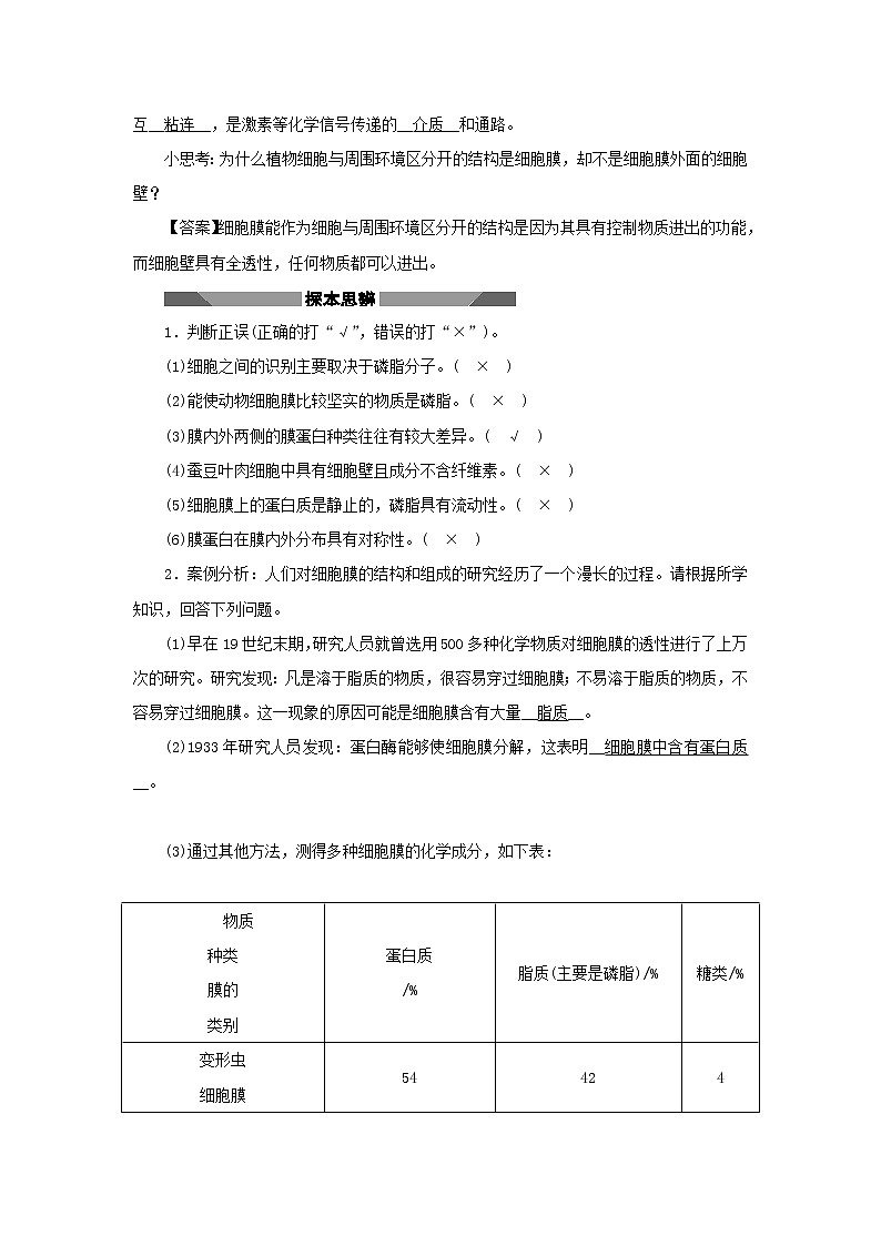 2021_2022学年新教材高中生物第二章细胞的结构第二节细胞膜控制细胞与周围环境的联系学案浙科版必修第一册03