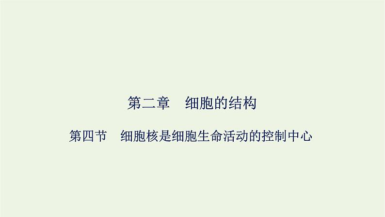 2021_2022学年新教材高中生物第二章细胞的结构第四节细胞核是细胞生命活动的控制中心课件浙科版必修第一册01