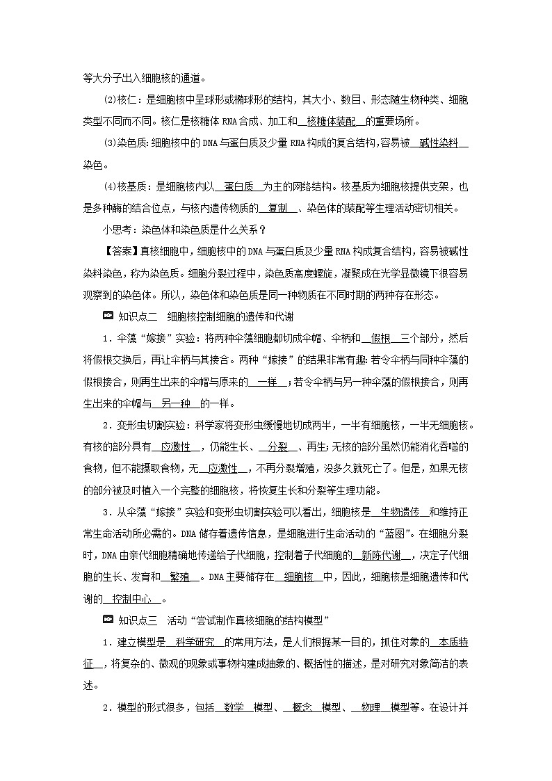 2021_2022学年新教材高中生物第二章细胞的结构第四节细胞核是细胞生命活动的控制中心学案浙科版必修第一册02