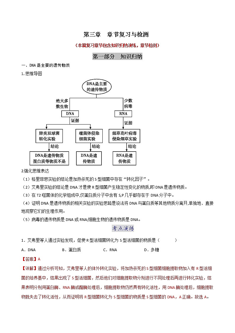 第三章 章节复习与检测-2021-2022学年高一下学期生物同步考点精讲精练（人教版2019必修2）课件PPT01