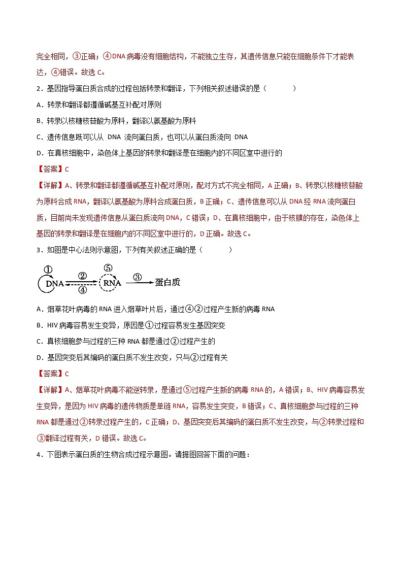 第四章 章节复习与检测-2021-2022学年高一下学期生物同步考点精讲精练（人教版2019必修2）课件PPT02