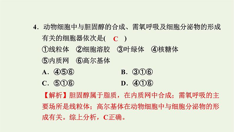 2021_2022学年新教材高中生物高效作业7内质网核糖体高尔基体溶酶体线粒体和叶绿体课件浙科版必修第一册05