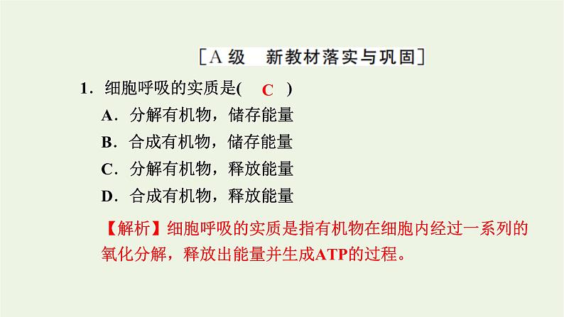 2021_2022学年新教材高中生物高效作业17细胞呼吸的过程课件浙科版必修第一册第2页