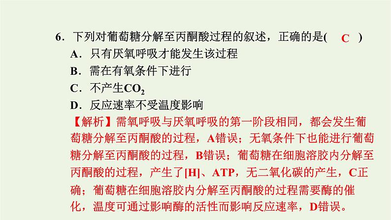 2021_2022学年新教材高中生物高效作业17细胞呼吸的过程课件浙科版必修第一册第7页