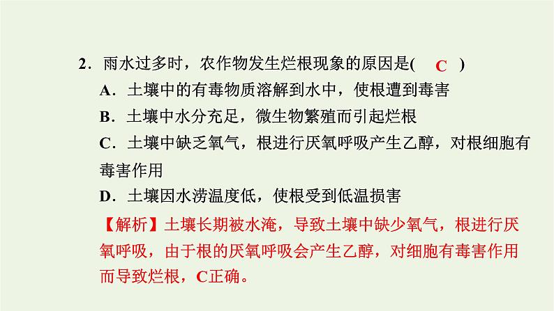 2021_2022学年新教材高中生物高效作业18细胞呼吸的影响因素及在实践中的应用课件浙科版必修第一册第3页