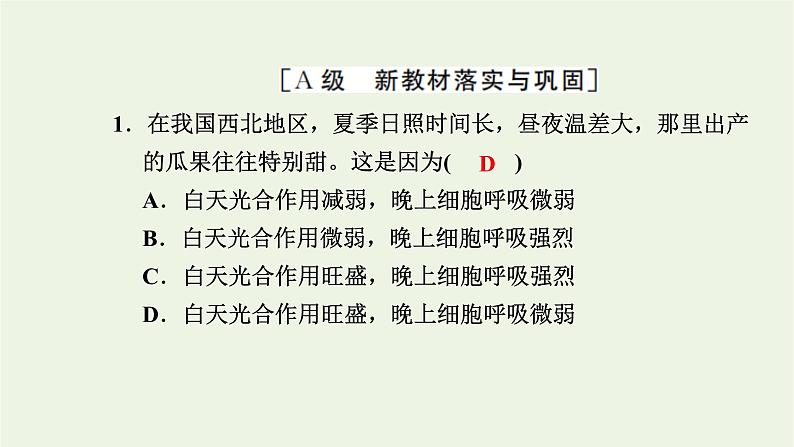 2021_2022学年新教材高中生物高效作业23细胞呼吸和光合作用综合课件浙科版必修第一册02