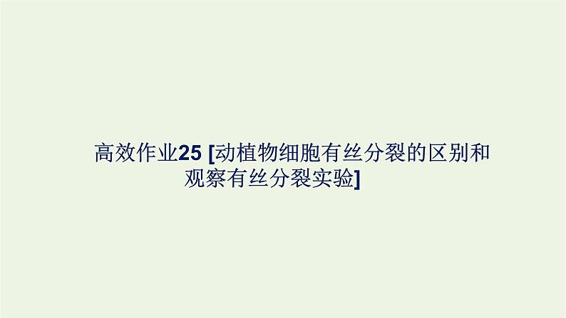 2021_2022学年新教材高中生物高效作业25动植物细胞有丝分裂的区别和观察有丝分裂实验课件浙科版必修第一册第1页