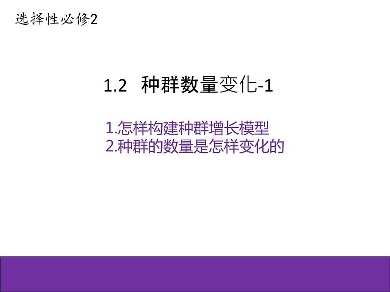 人教版（2019）高二生物选择性必修2-1.2种群数量变化-1课件PPT第1页