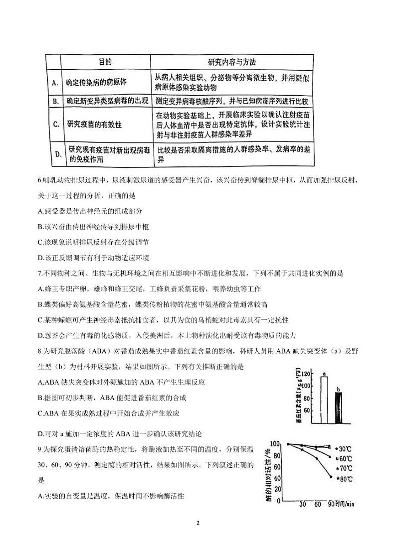 2022届福建省福州市高三下学期（3月）毕业班质量检测 生物试题（PDF版）02