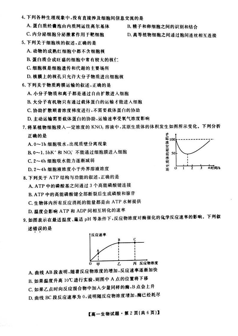 2019-2020学年湖南省三湘名校教育联盟高一下学期5月联考生物 试题 PDF版第2页