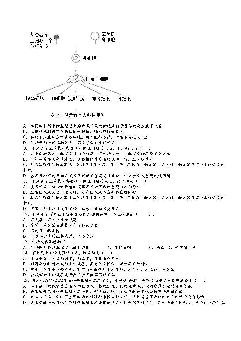 2021-2022学年人教版（2019）选择性必修3第四章第3节禁止生物武器核心素养提升同步练习第2页