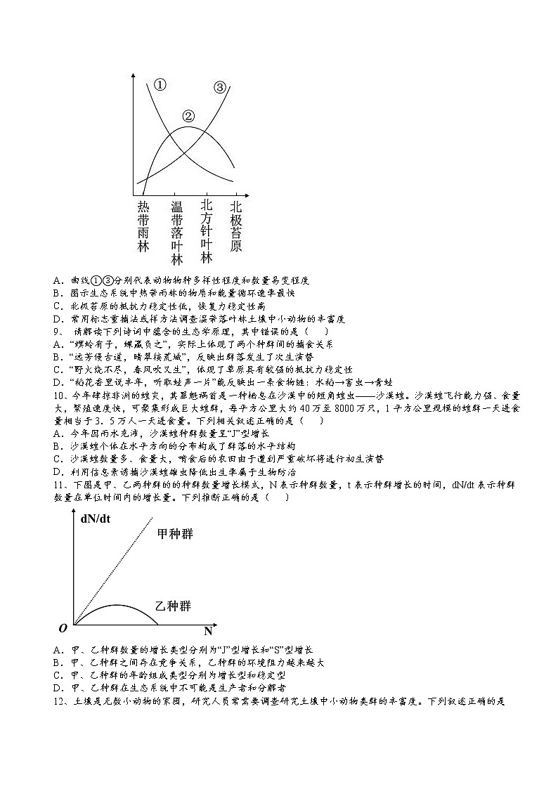 2021-2022学年人教版（2019）选择性必修2第二章第1节群落的结构核心素养提升同步练习第2页