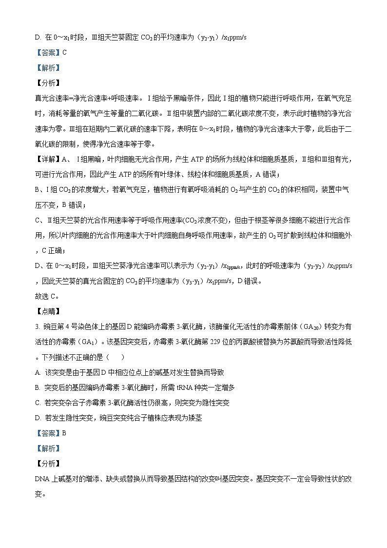 2021届四川省达州市高三二诊理综生物试题（含答案）02