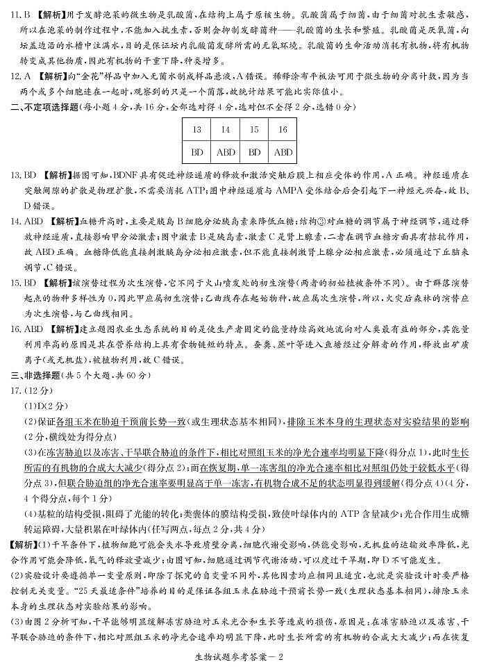湖南省名校（长郡中学等）联考联合体2022年春季三月高二联考生物试题02