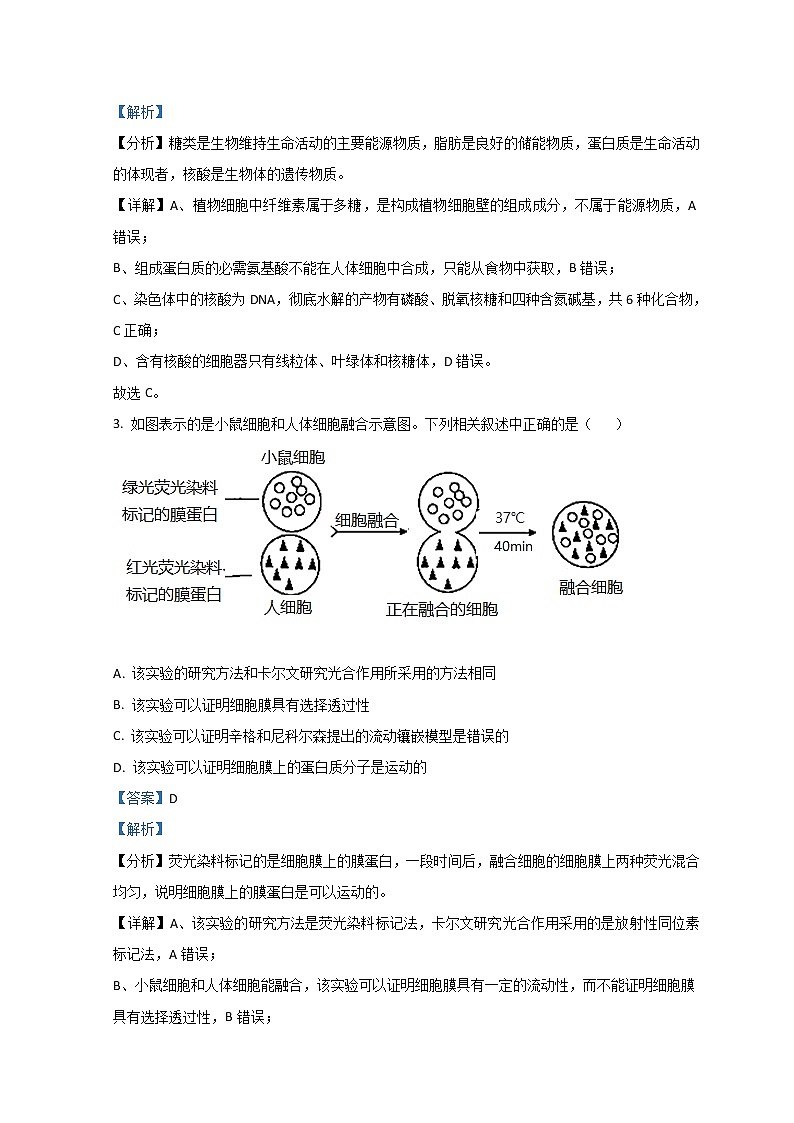 2022保定高一上学期期末生物试题含解析02