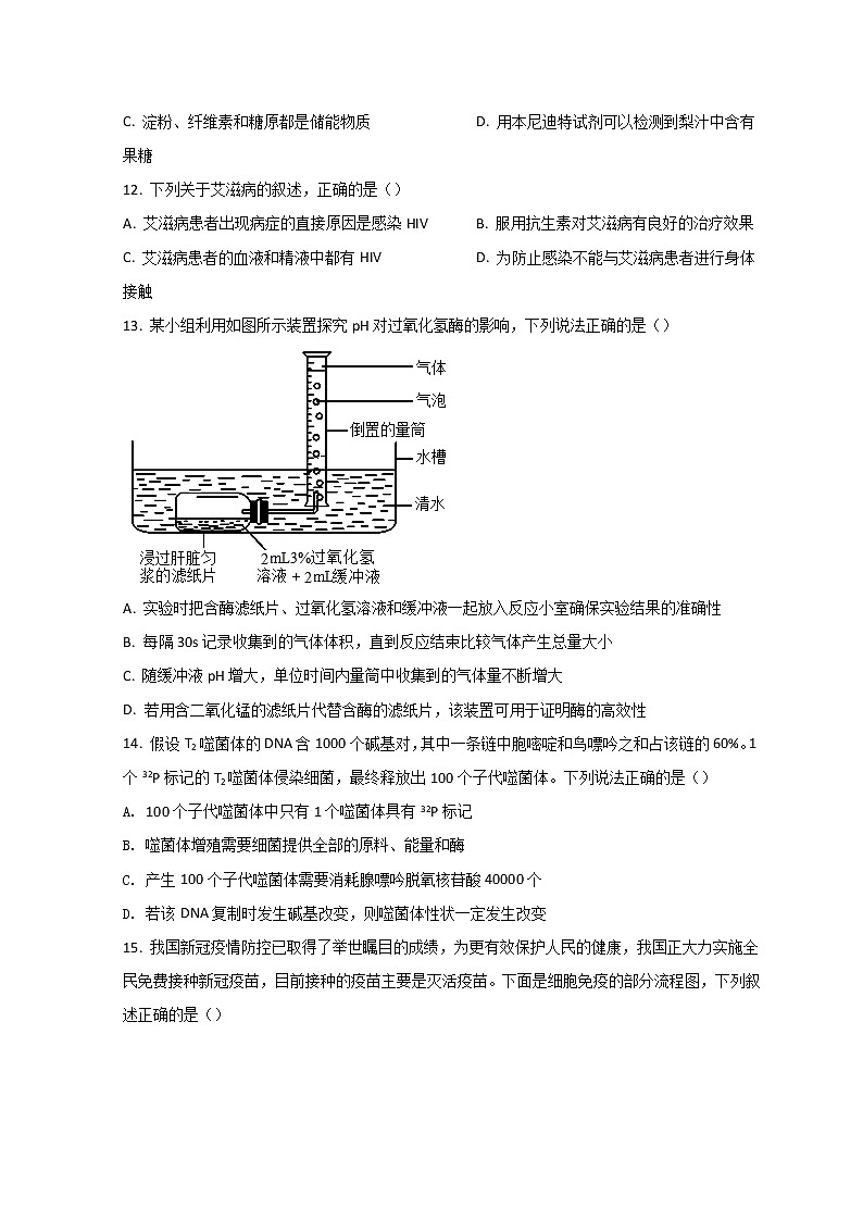 2022浙江省精诚联盟高二下学期3月联考生物试题含答案03