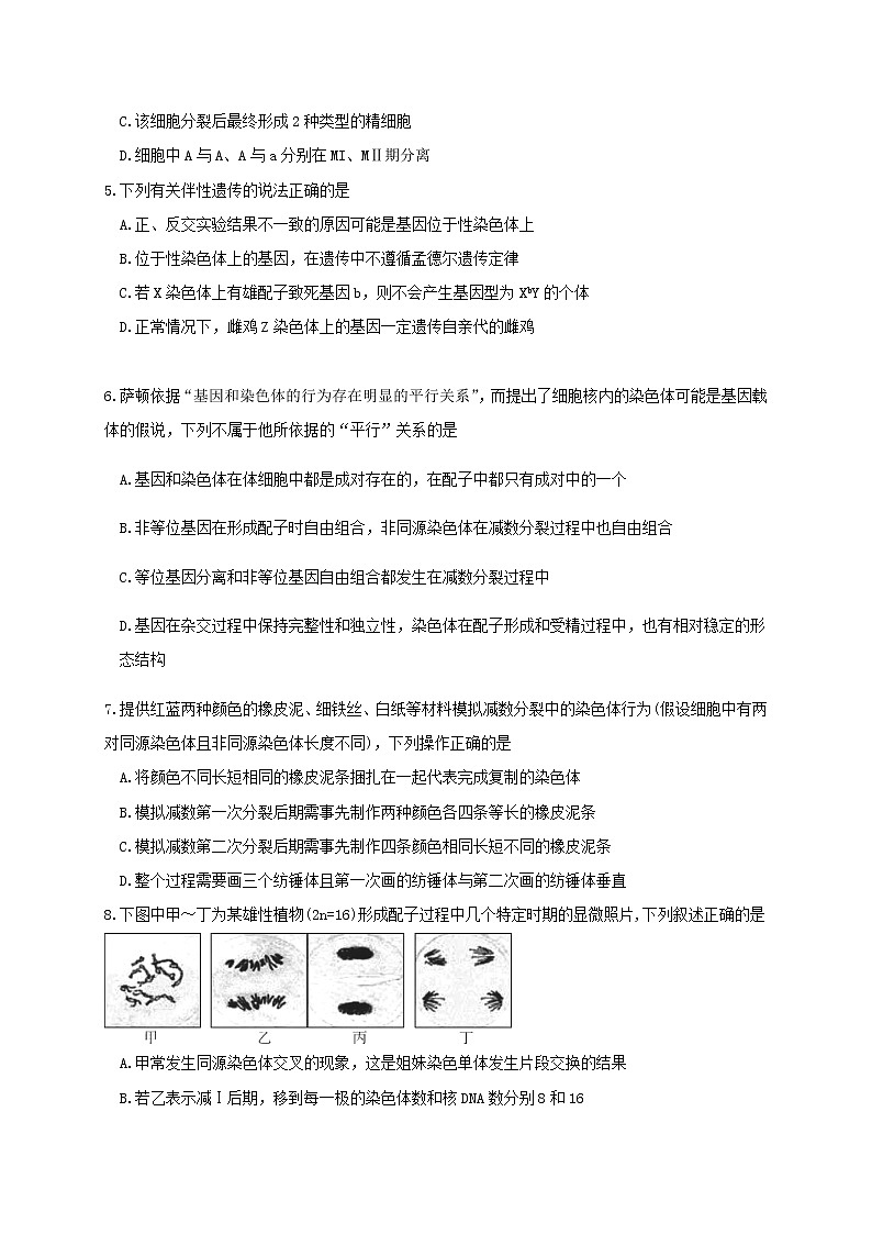 2022湖州中学高一下学期第一次质量检测生物试题含答案02