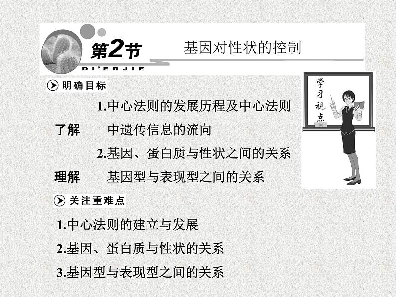 生物同步配套课件（人教版必修2）第4章第2节基因对性状的控制第1页