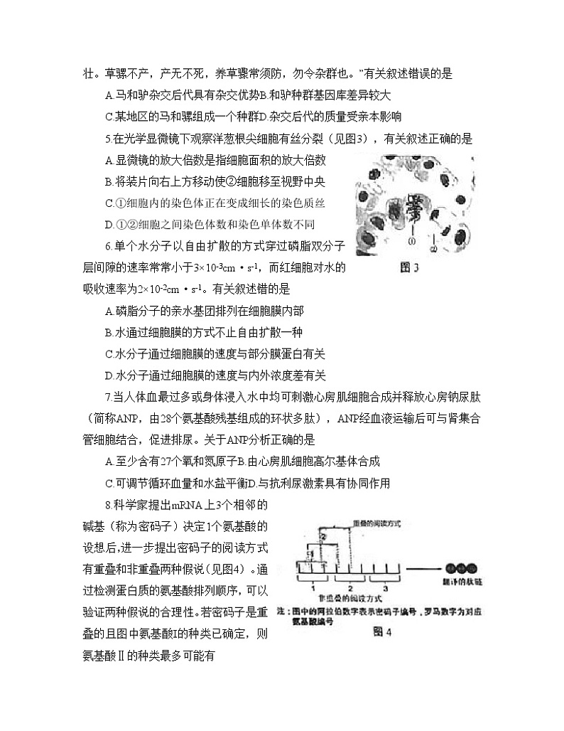 2022江门高三下学期高考模拟生物试题含答案第2页