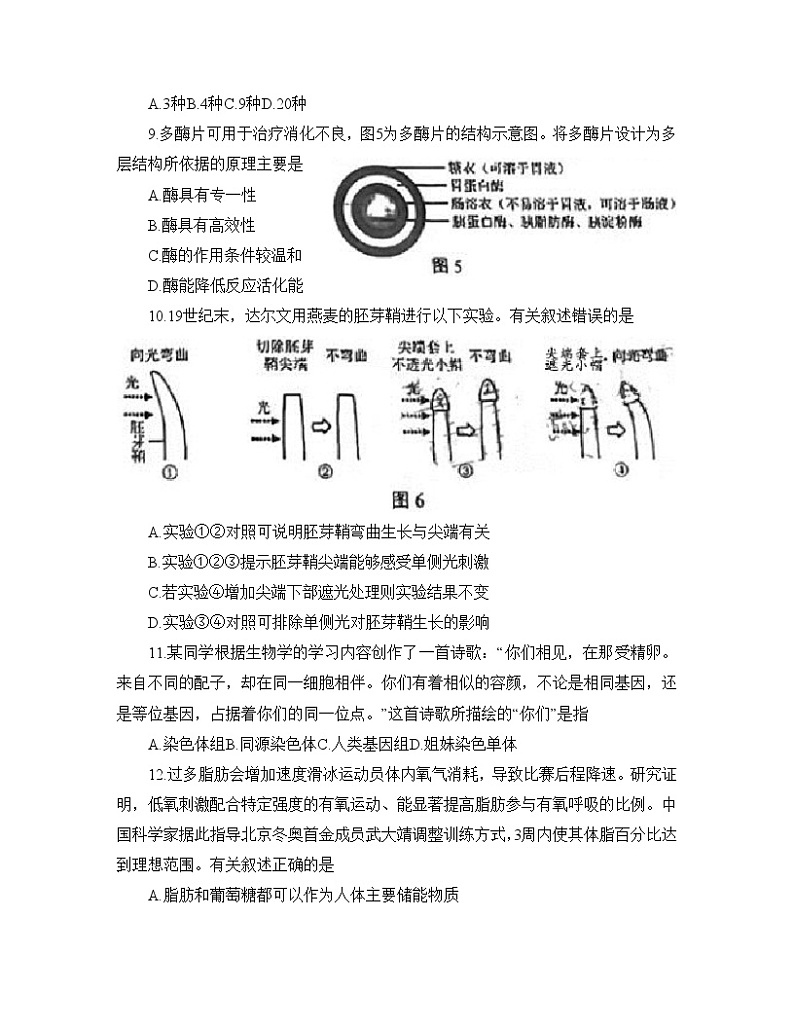 2022江门高三下学期高考模拟生物试题含答案第3页