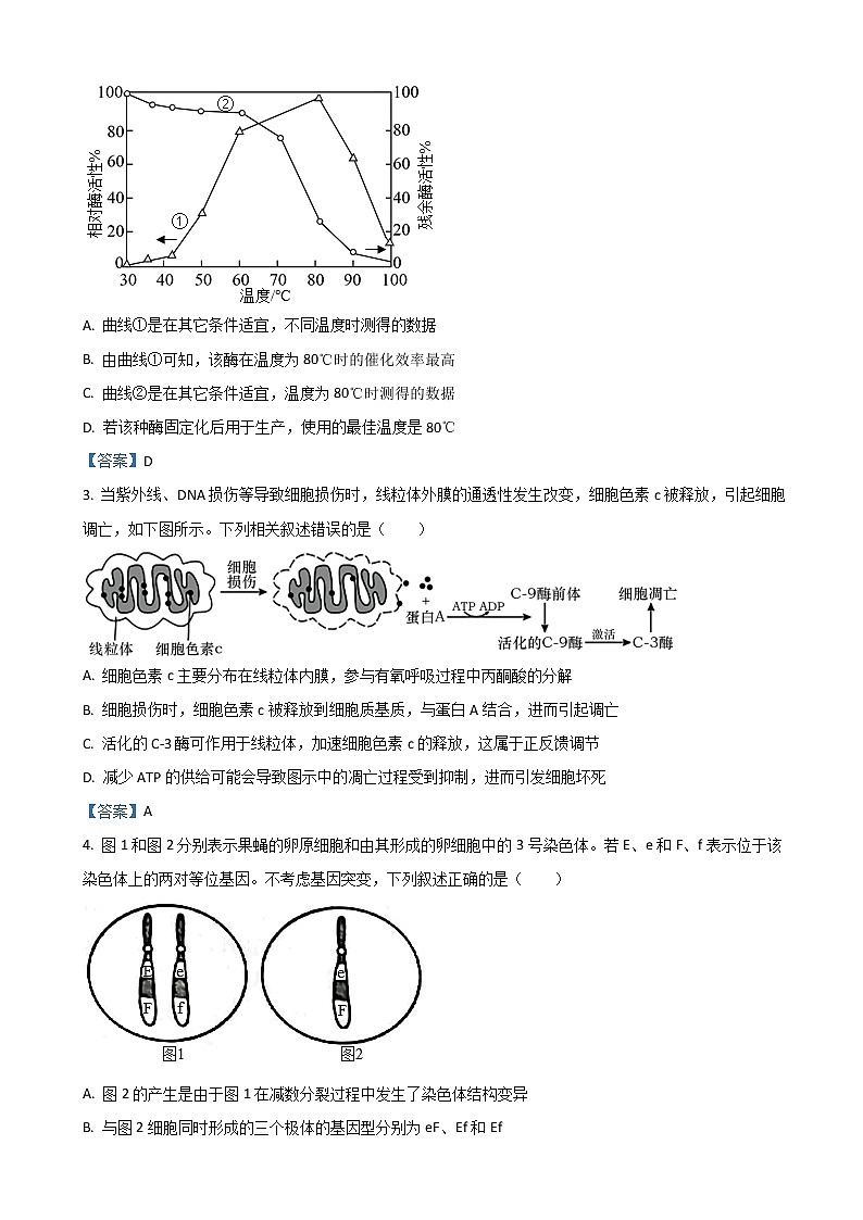 2022届山东省日照市高三下学期3月一模考试生物试题含答案02