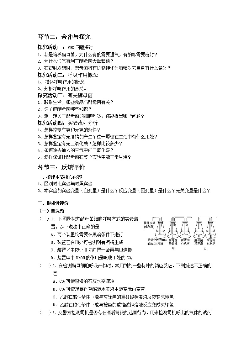 高中生物人教版（2019）必修一 分子与细胞 5.3 细胞呼吸的原理和应用（学案）02