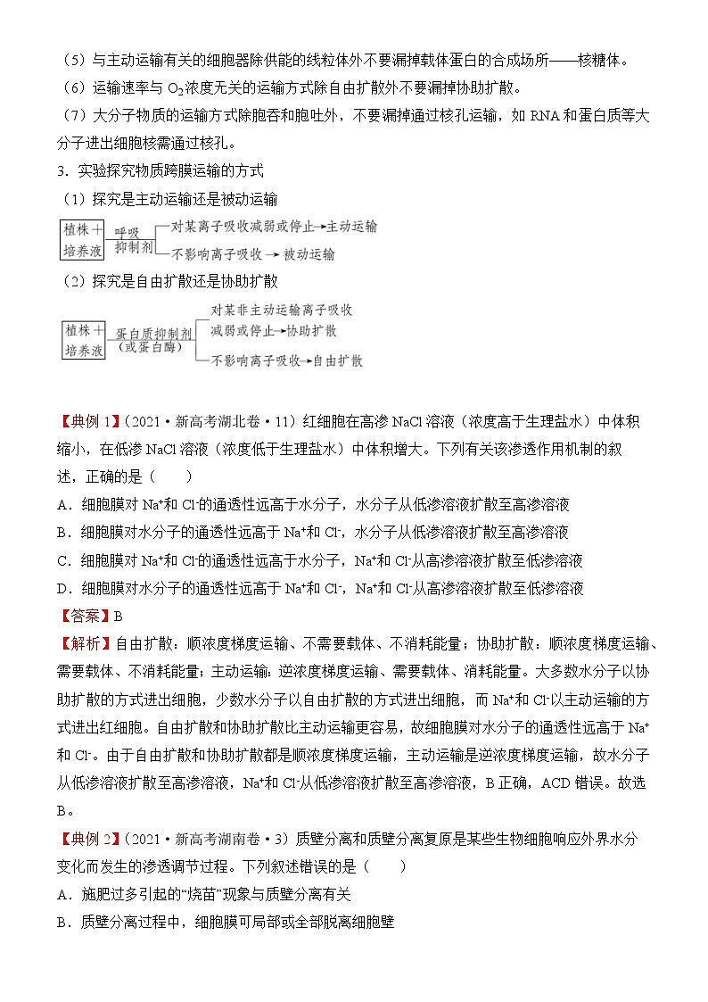 2022届优质校一模试卷专题汇编3  细胞的物质输入与输出 解析版第2页