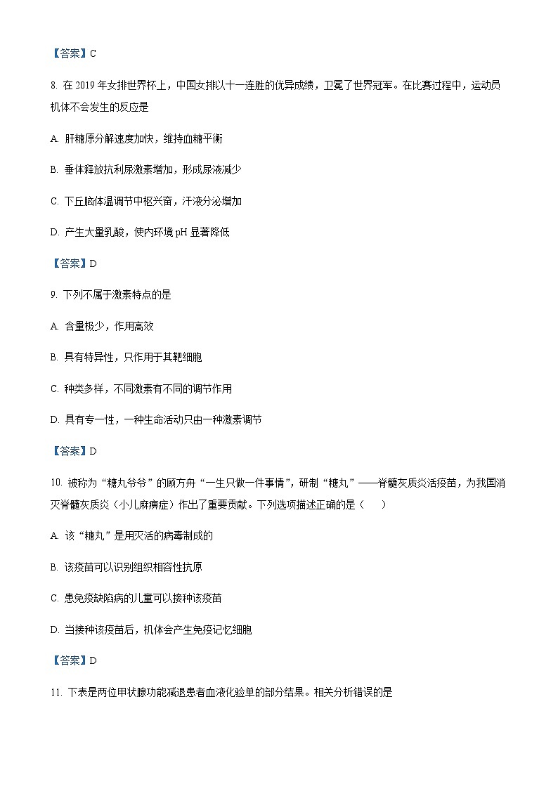 2021-2022学年北京市怀柔区高二上学期期末生物试题含答案第3页