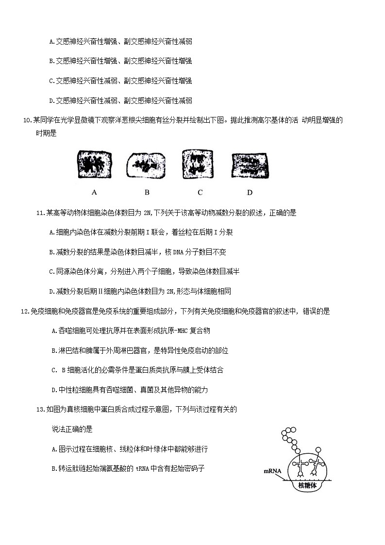 2021-2022学年浙江省绍兴柯桥区高二上学期期末教学质量调测生物试题含答案第3页