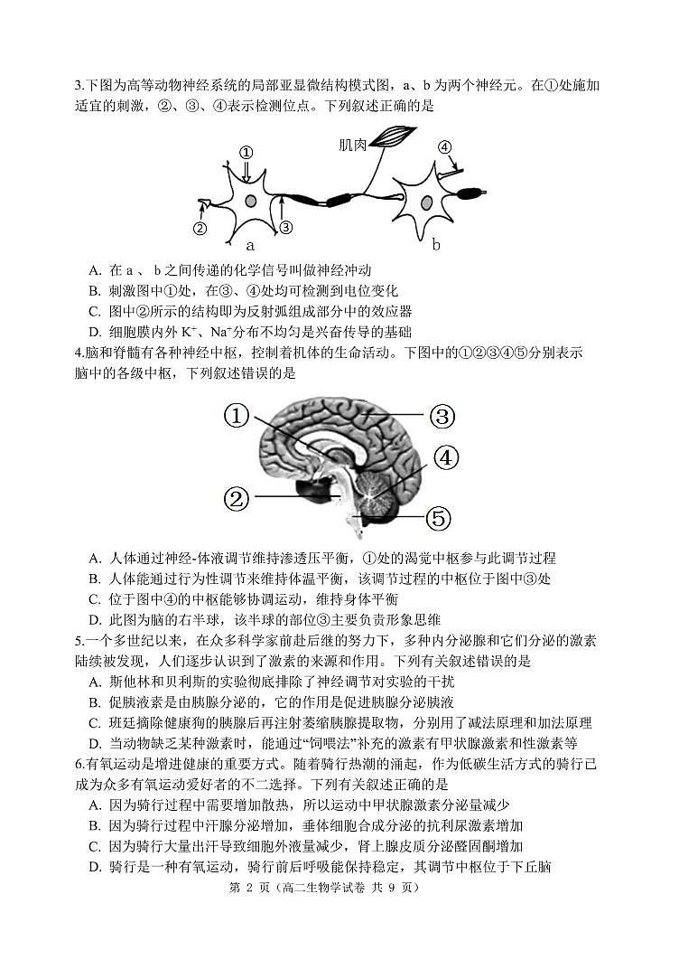 2021-2022学年辽宁省大连市高二上学期期末考试生物试题PDF版含答案02