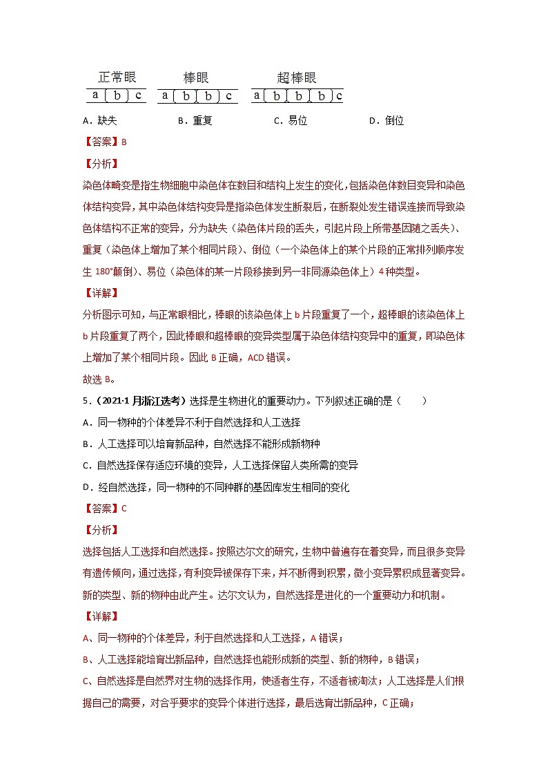 三年高考（2019-2021）生物试题分项汇编专题11生物的变异、育种与进化含答案第3页