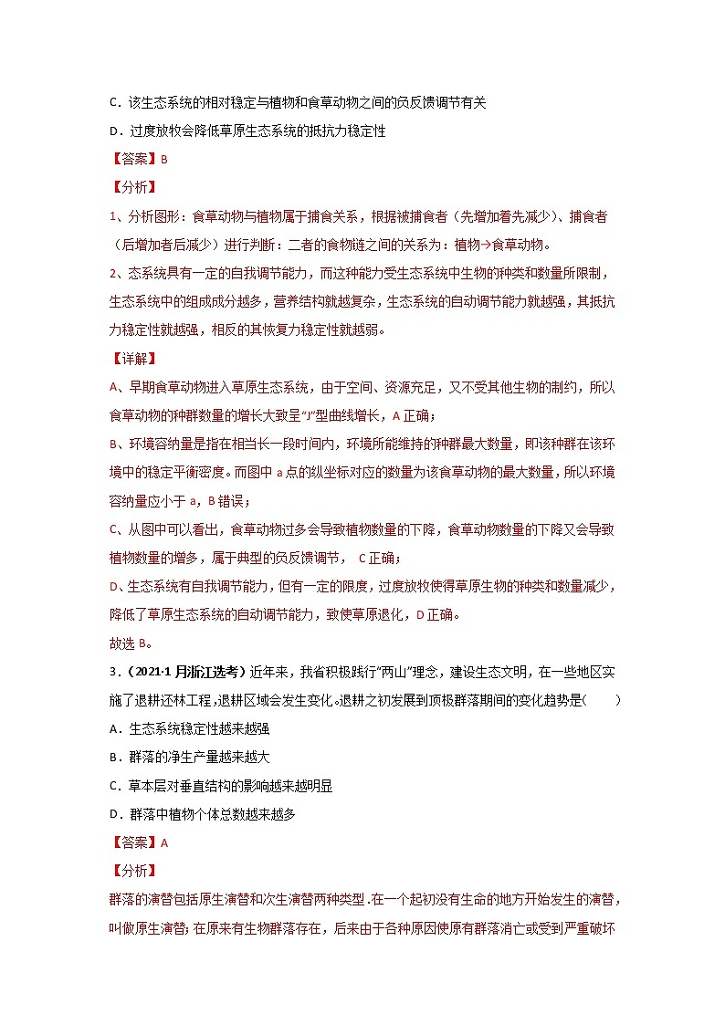三年高考（2019-2021）生物试题分项汇编专题17种群和群落含答案第2页