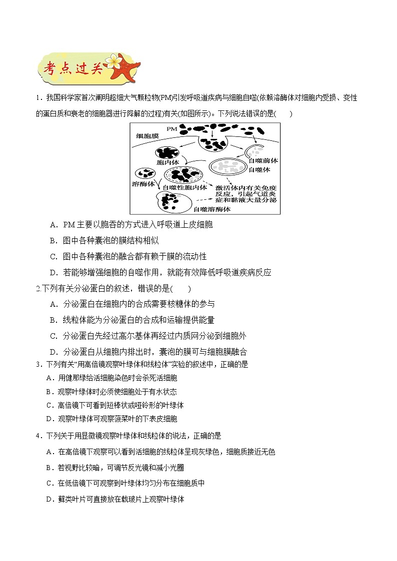 考点11  用高倍显微镜观察叶绿体和线粒体-备战2022年高考生物一轮复习考点一遍过学案第3页