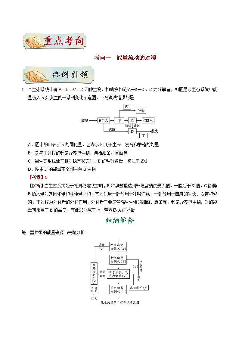 考点44  生态系统的能量流动、物质循环和信息传递-备战2022年高考生物一轮复习考点一遍过学案第3页