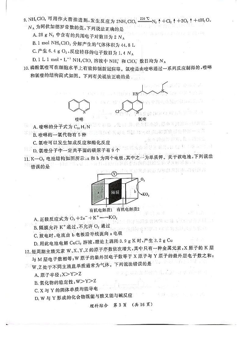 河南省开封市2021-2022学年高三第一次模拟考试理科综合试题生物试卷（含答案）03