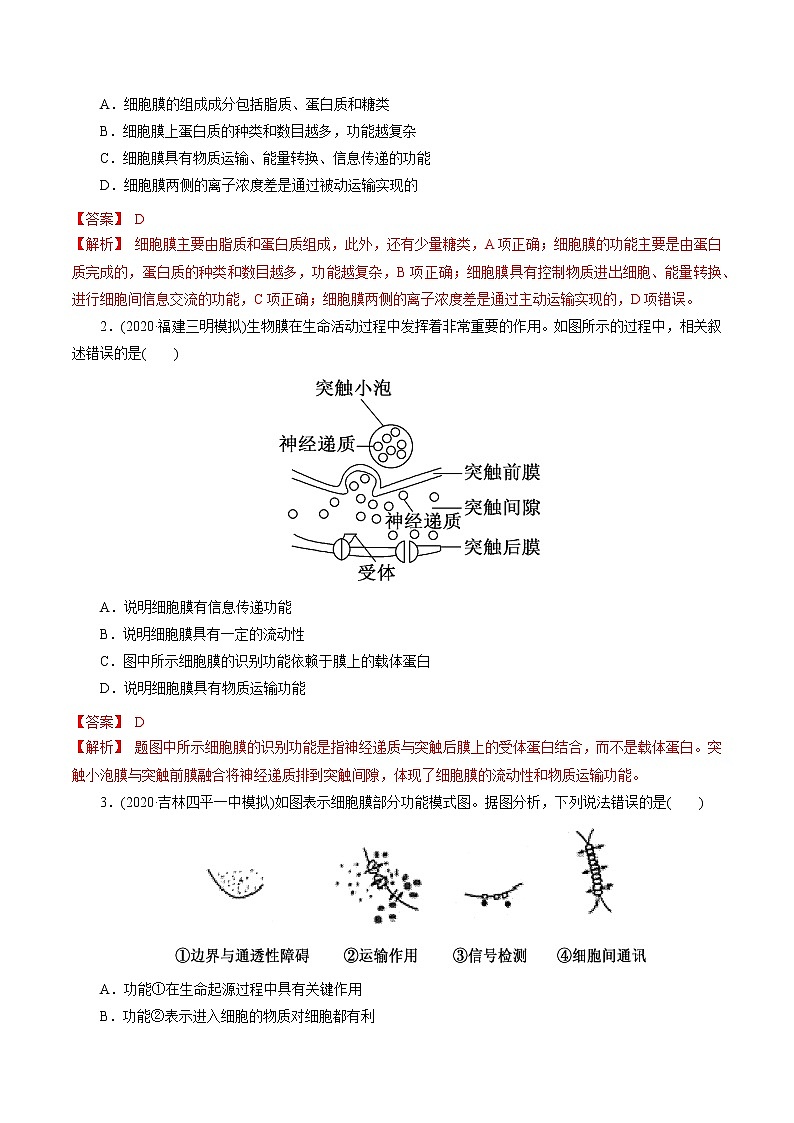 专题03 物质出入细胞的方式-备战2022年高考生物专题提分攻略（解析版）第3页