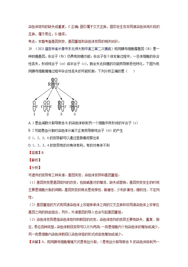 专题10 变异与育种- 高三生物模拟试卷分类汇编（1月刊）第2页