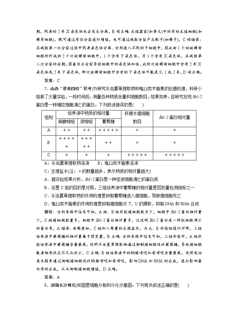 高考生物二轮限时规范训练：专题01第3讲《细胞的生命历程》（含详解）第3页